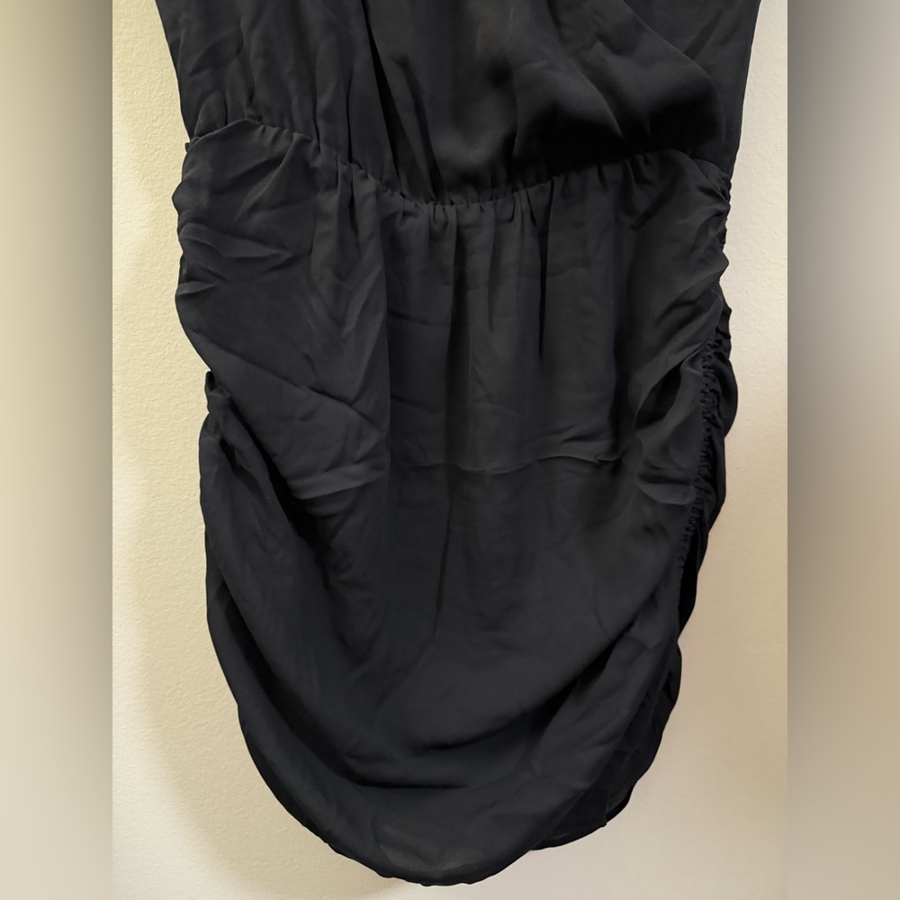 NWT Krisa Revolve Ruched V-Neck Mini Dress in Black - L - Picture 3 of 11